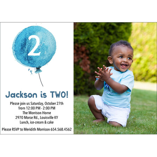 Blue Birthday Balloon Invitations